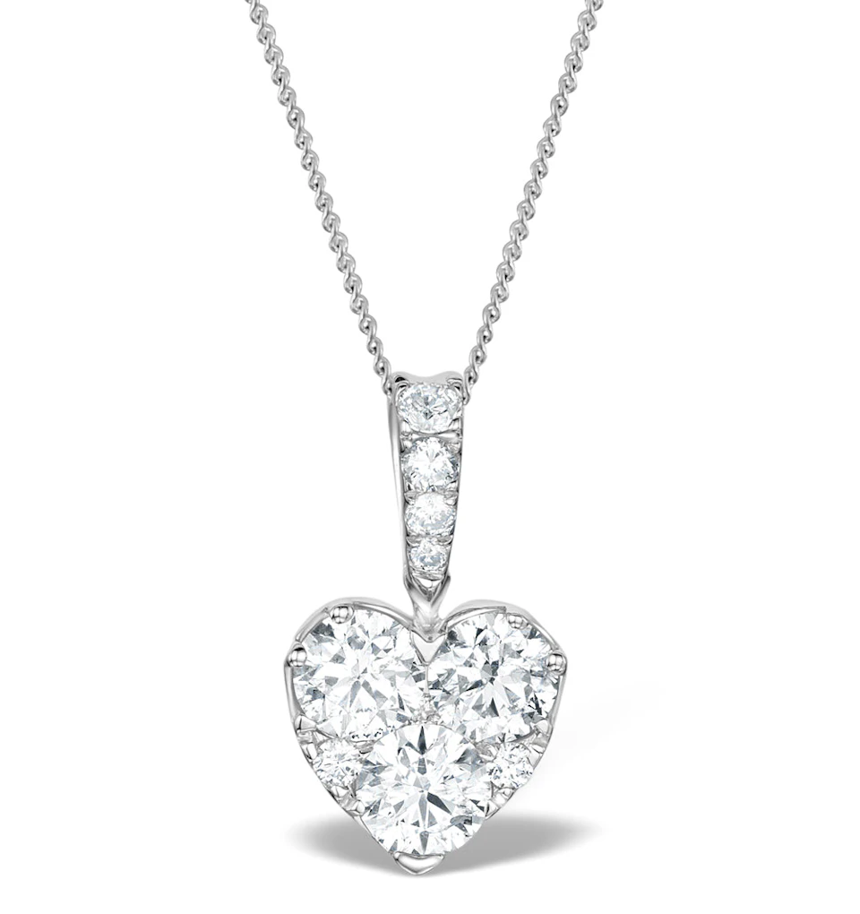 Diamond Galileo Heart 1.10CT Pendant Necklace in 18K White Gold