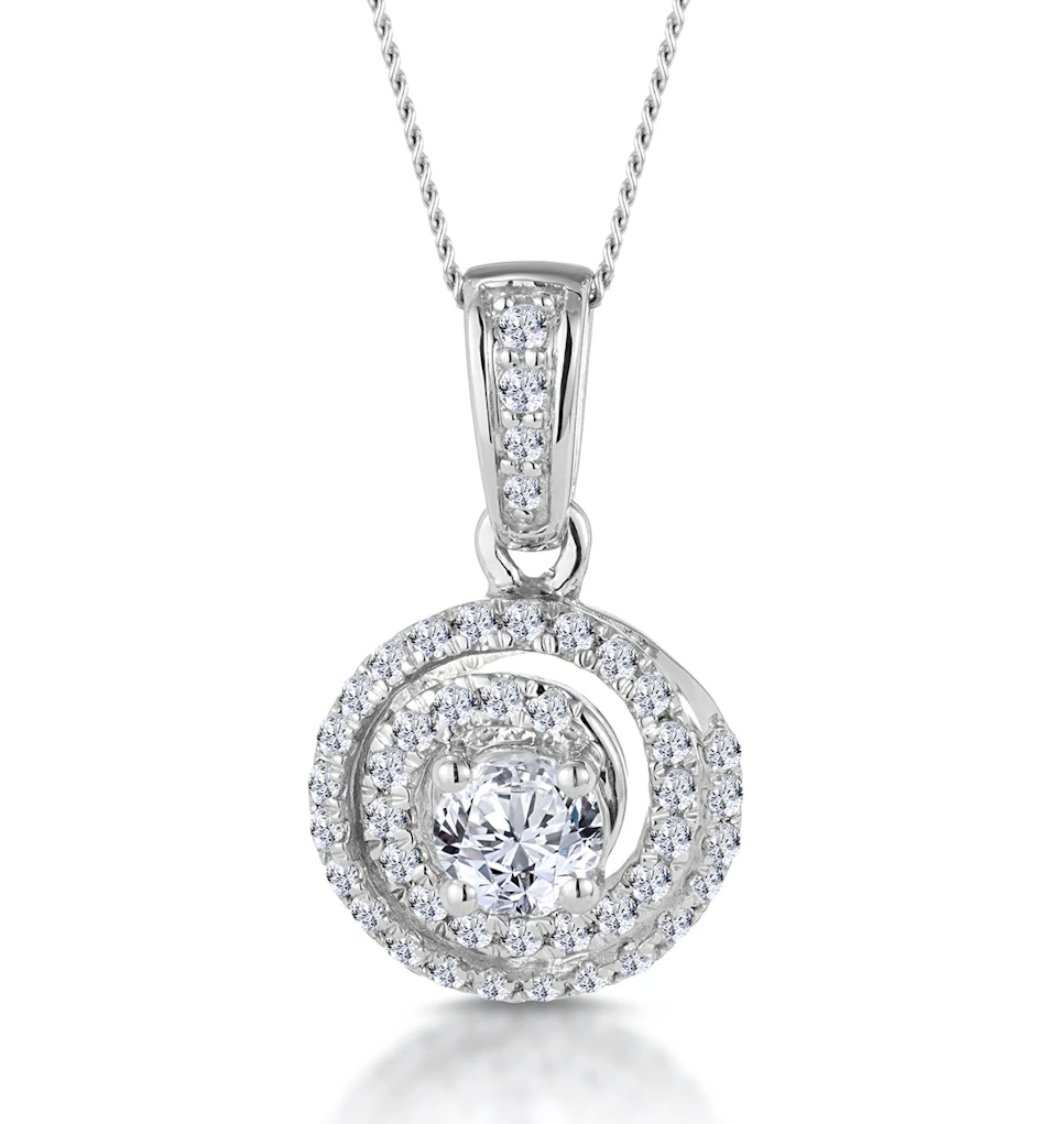Diamond Swirl Necklace 0.60ct Set in 18K White Gold