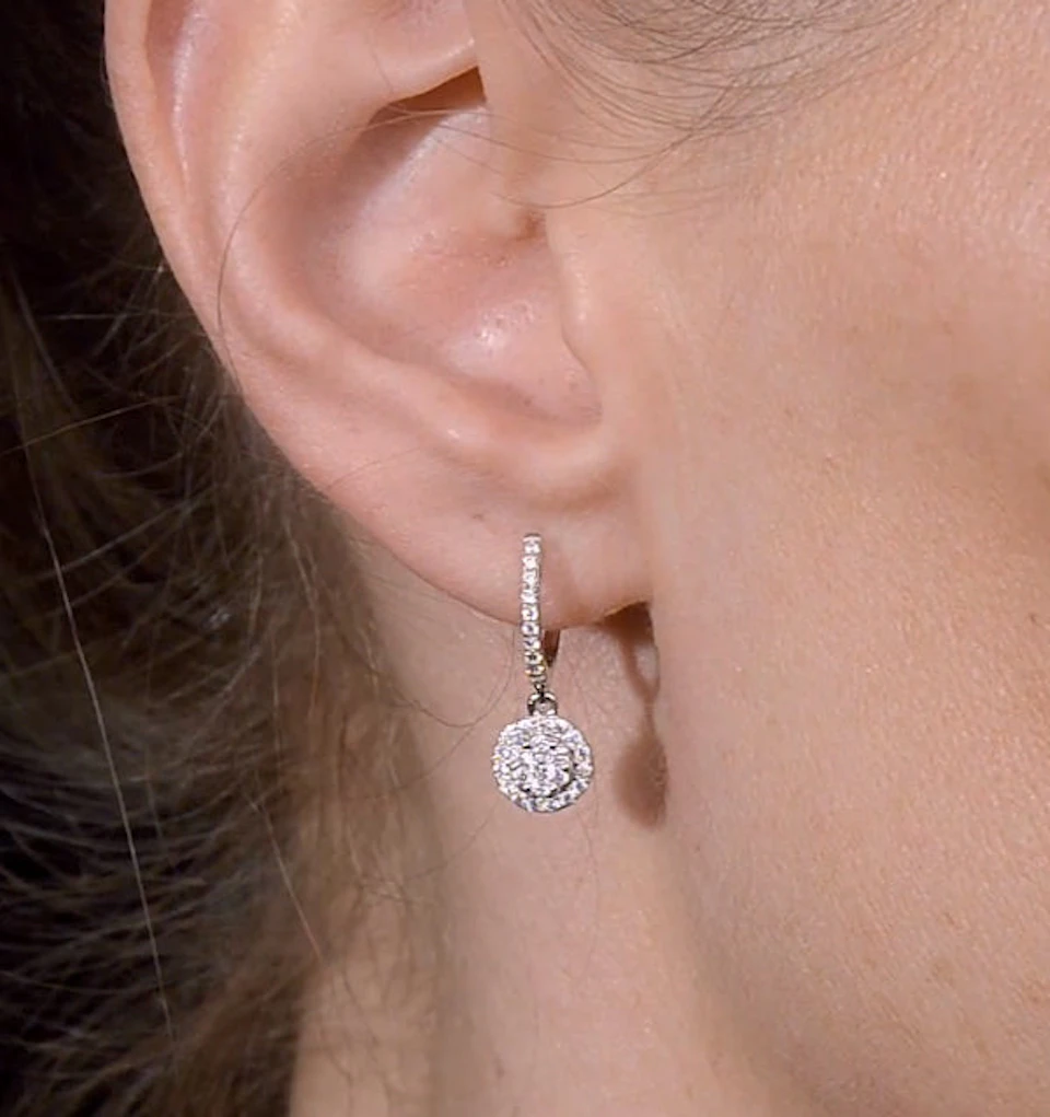 Halo Lab Diamond Drop Earrings - Florence - 0.46ct - in 9K White Gold