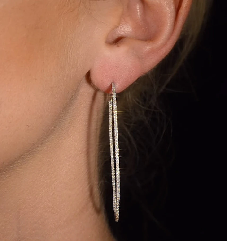 Diamond Hoop Earrings 1ct H/Si 18K White Gold - P3480Y