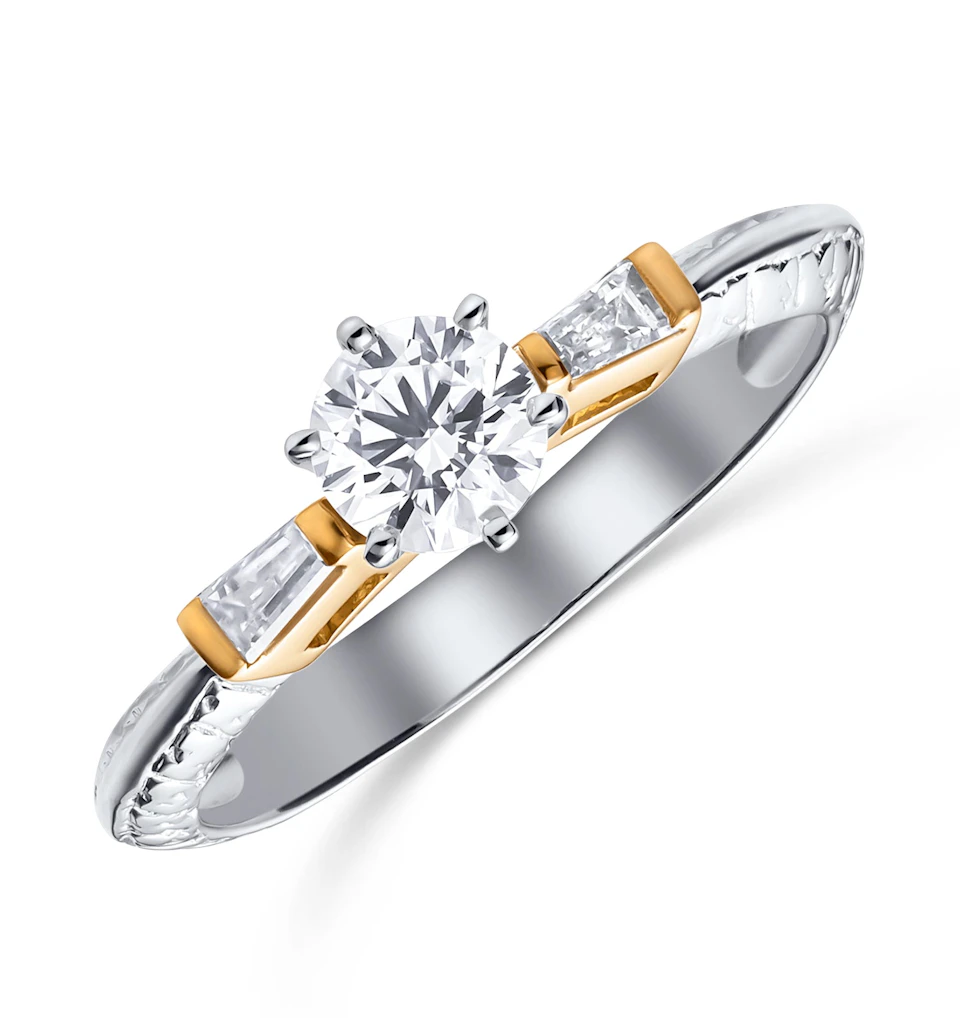 18K Ring Two Tone Lab Diamond Set Pattern Shank (0.47ct)