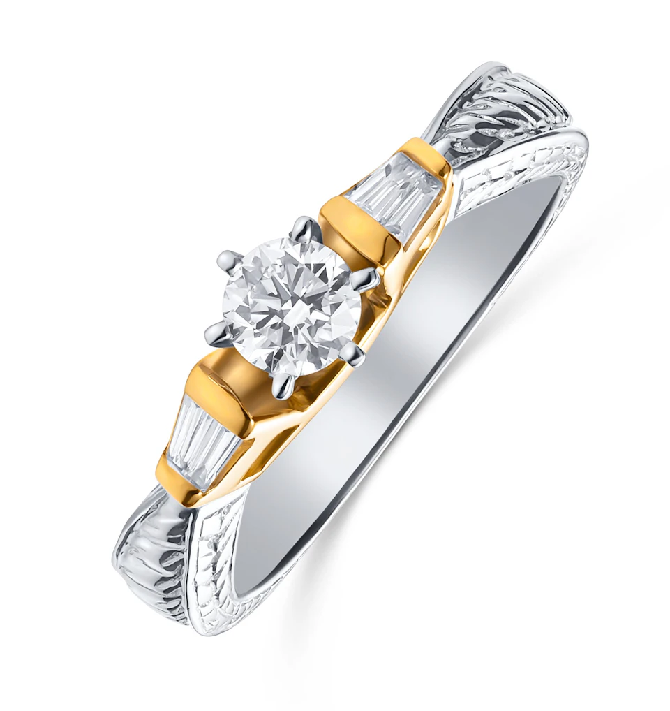 18K Ring Two Tone Lab Diamond Set Pattern Shank (0.55ct)