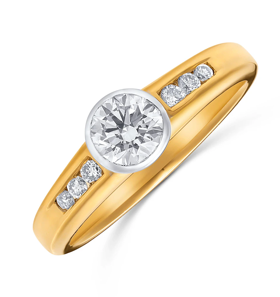 18K Ring Gold Lab Diamond Set Rubover Mount (0.57ct)