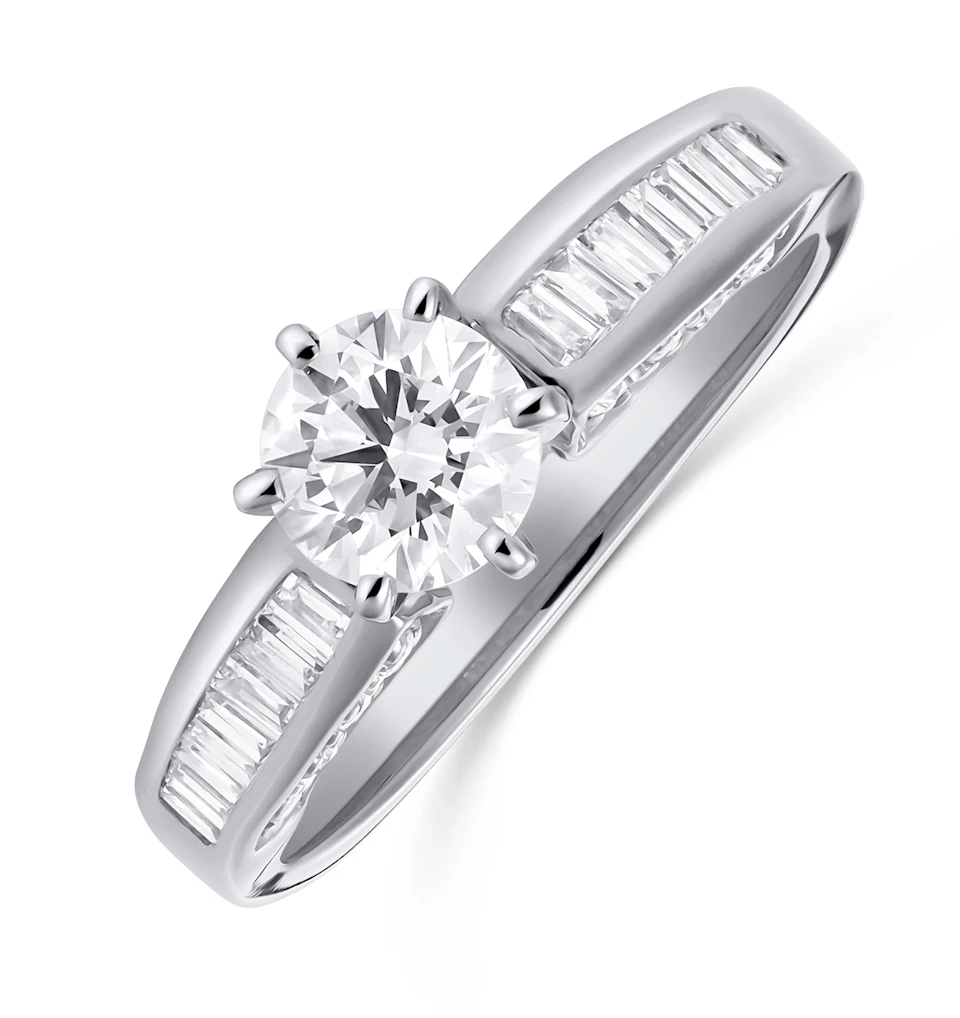 18K Ring White Gold Baguette Lab Diamond Set Mount (1.15ct)