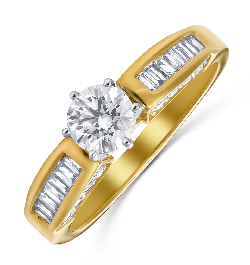 18K Ring Gold Baguette Lab Diamond Set Mount (0.90ct)