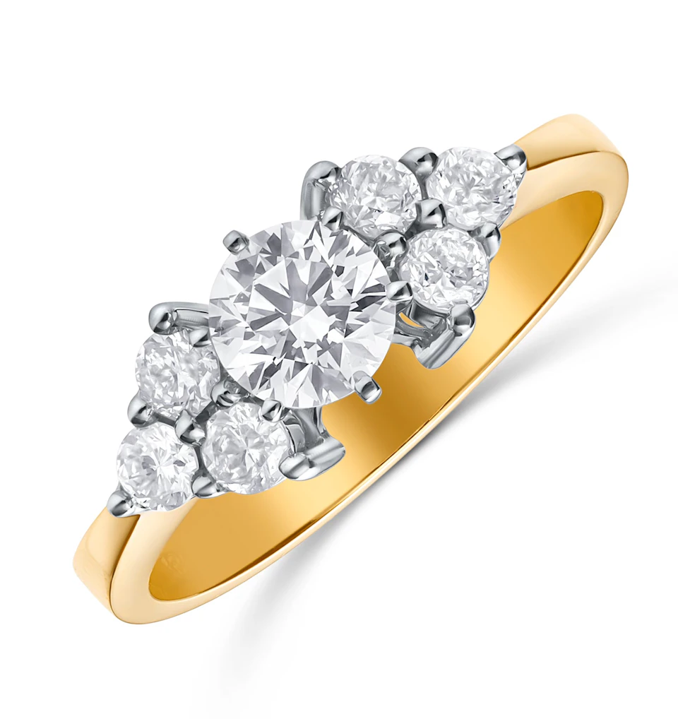 18K Gold Lab Diamond Ring Mount with Shoulder Clusters (1.25ct)