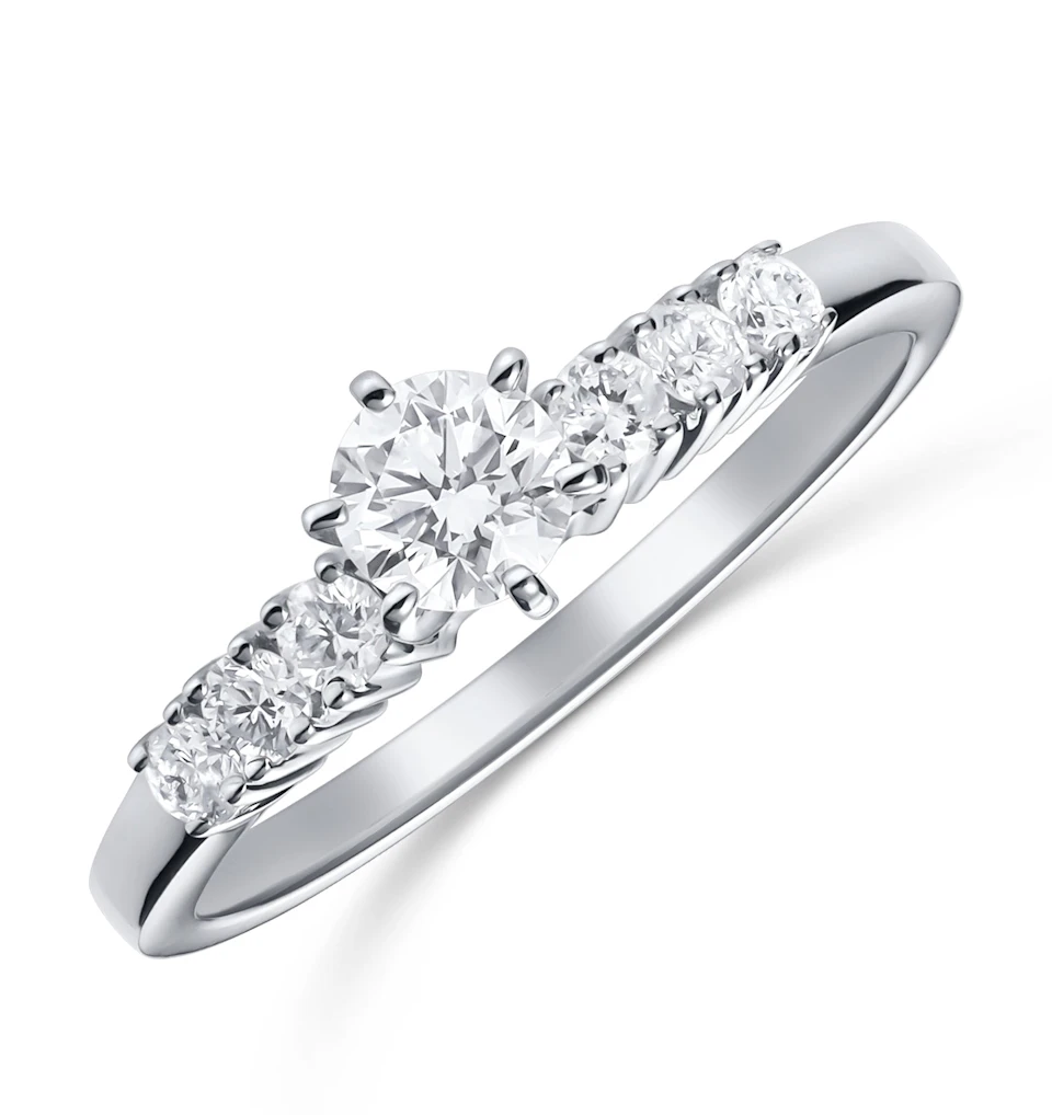 18K White Gold Lab Diamond Set Mount and Half Eternity Ring (0.70ct) - SIZE N