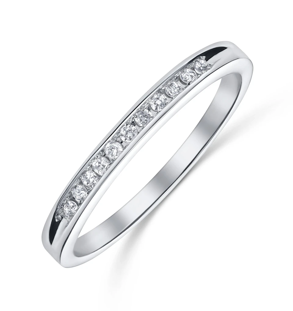 18K White Gold Lab Diamond Set Mount and Half Eternity Ring (0.70ct) - SIZE N