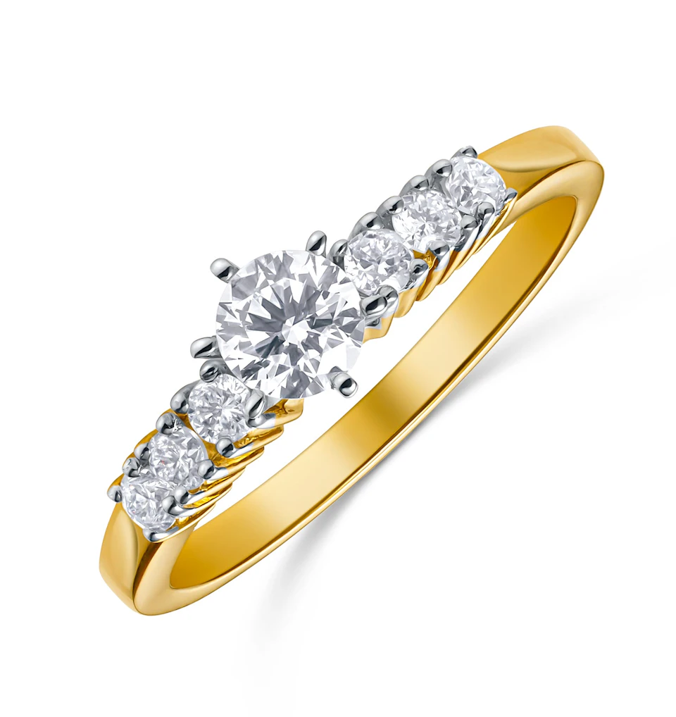 18K Gold Lab Diamond Set Mount and Half Eternity Ring (0.70ct)