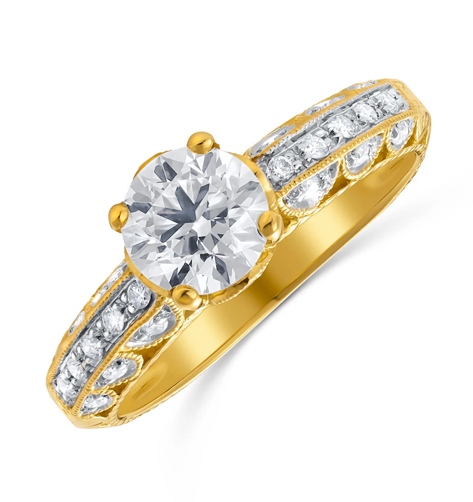 18K Ring Gold Lab Diamond Set Mount (1.24ct)