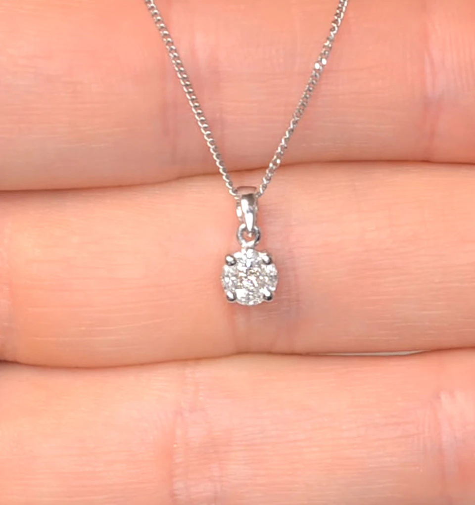 Galileo 0.50ct Solitaire Look Diamond 0.18ct 18K White Gold Necklace