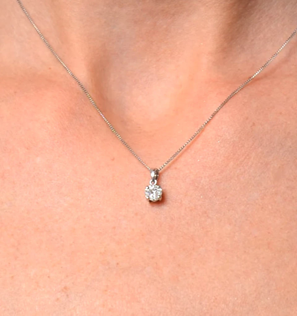 Galileo 0.50ct Solitaire Look Diamond 0.18ct 18K White Gold Necklace