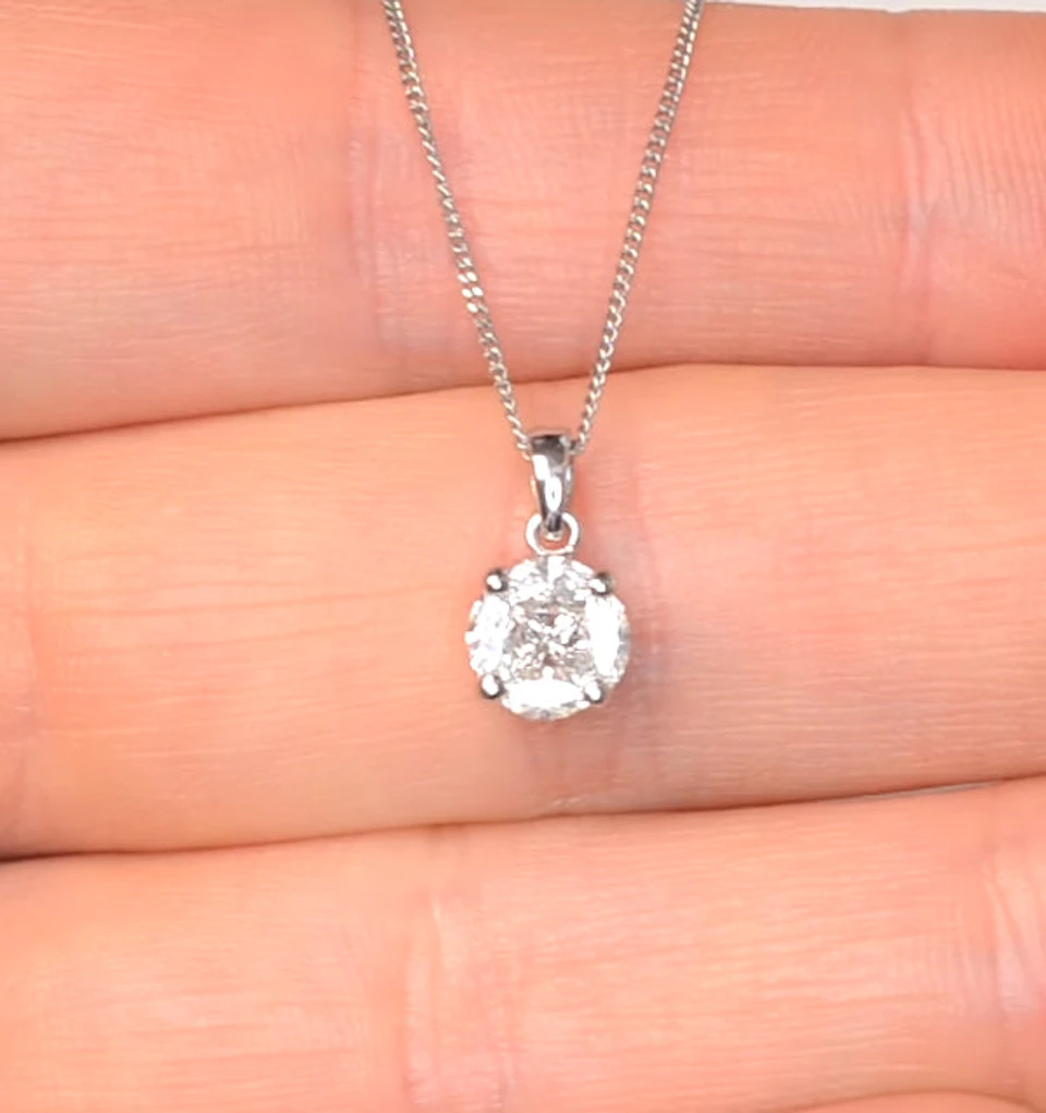 Galileo 1.00ct Solitaire Look Diamond 0.41ct 18K White Gold Necklace