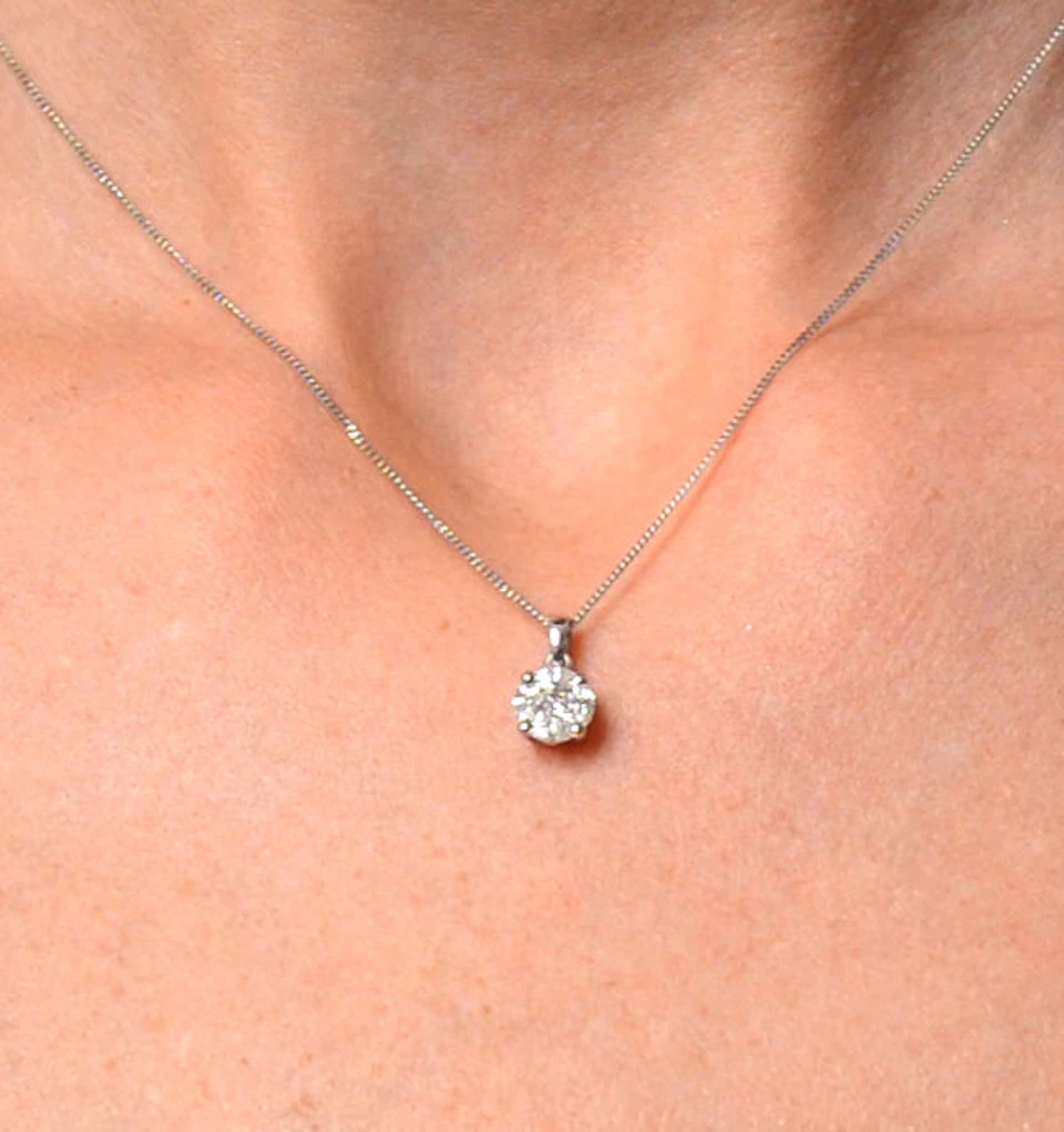 Galileo 1.00ct Solitaire Look Diamond 0.41ct 18K White Gold Necklace
