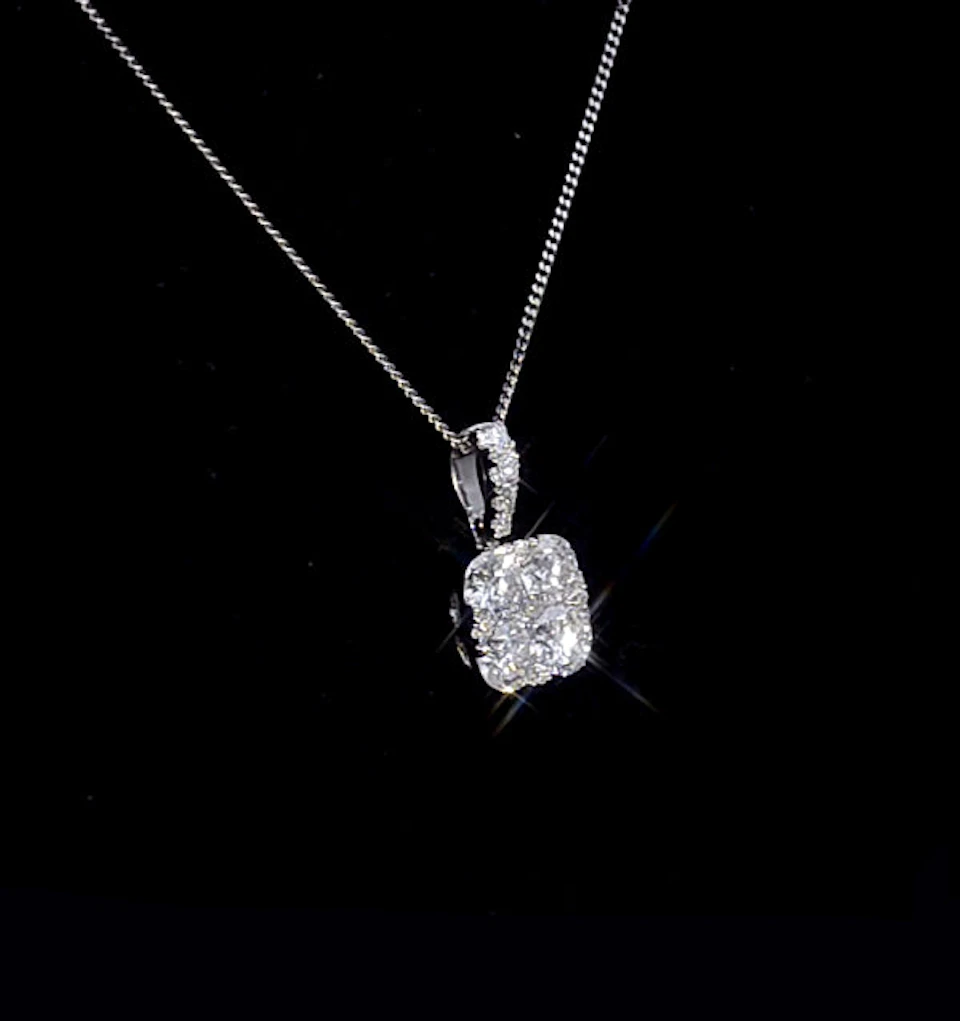 Lab Diamond Carre Galileo 1.10CT Pendant Necklace in 9K White Gold