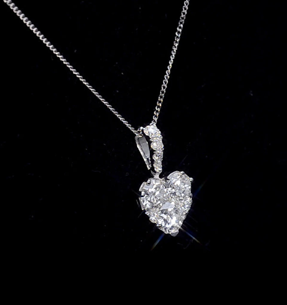 Diamond Galileo Heart 1.10CT Pendant Necklace in 18K White Gold