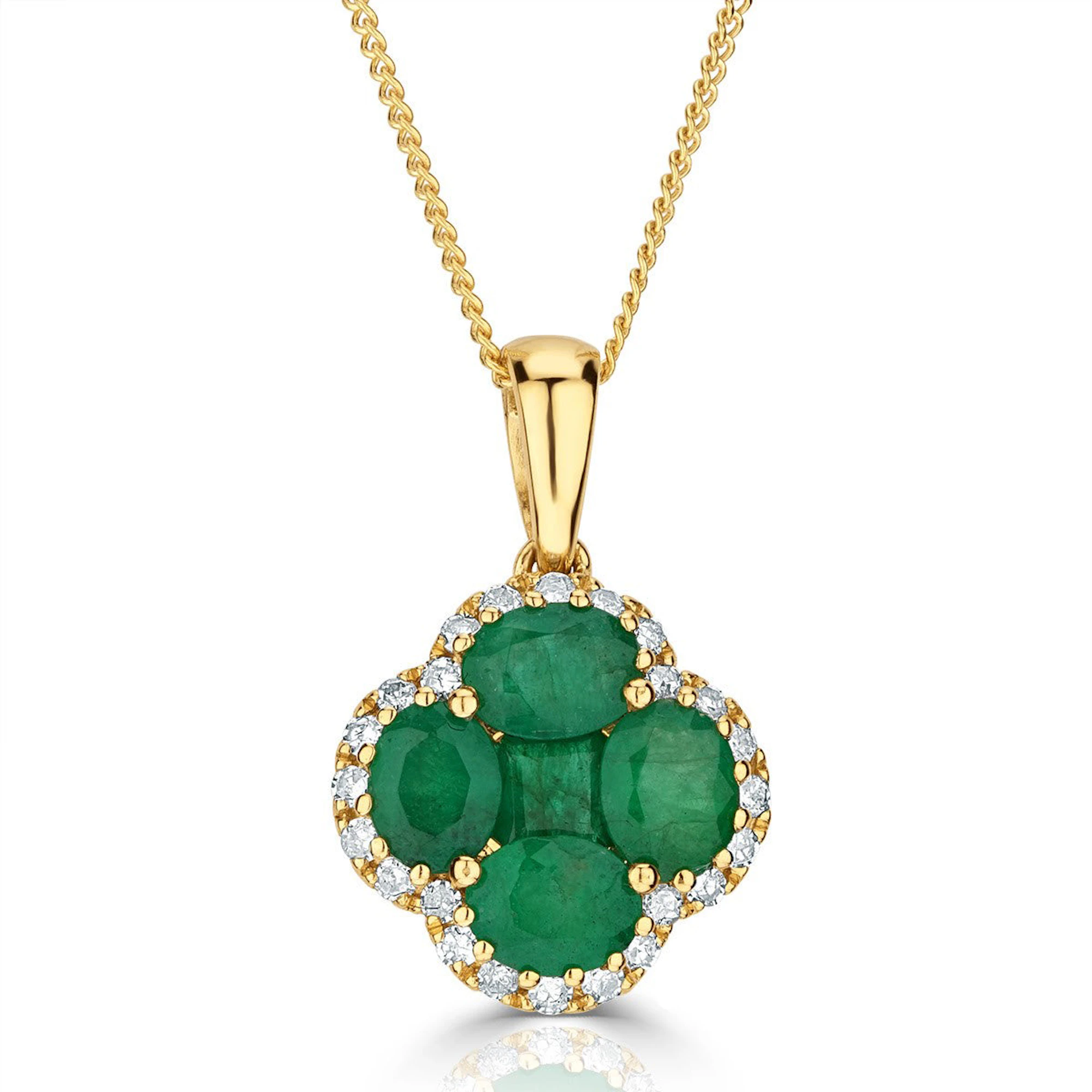 Alegria 1.04ct Emerald and Lab Diamond Pendant Necklace in 9K Yellow Gold
