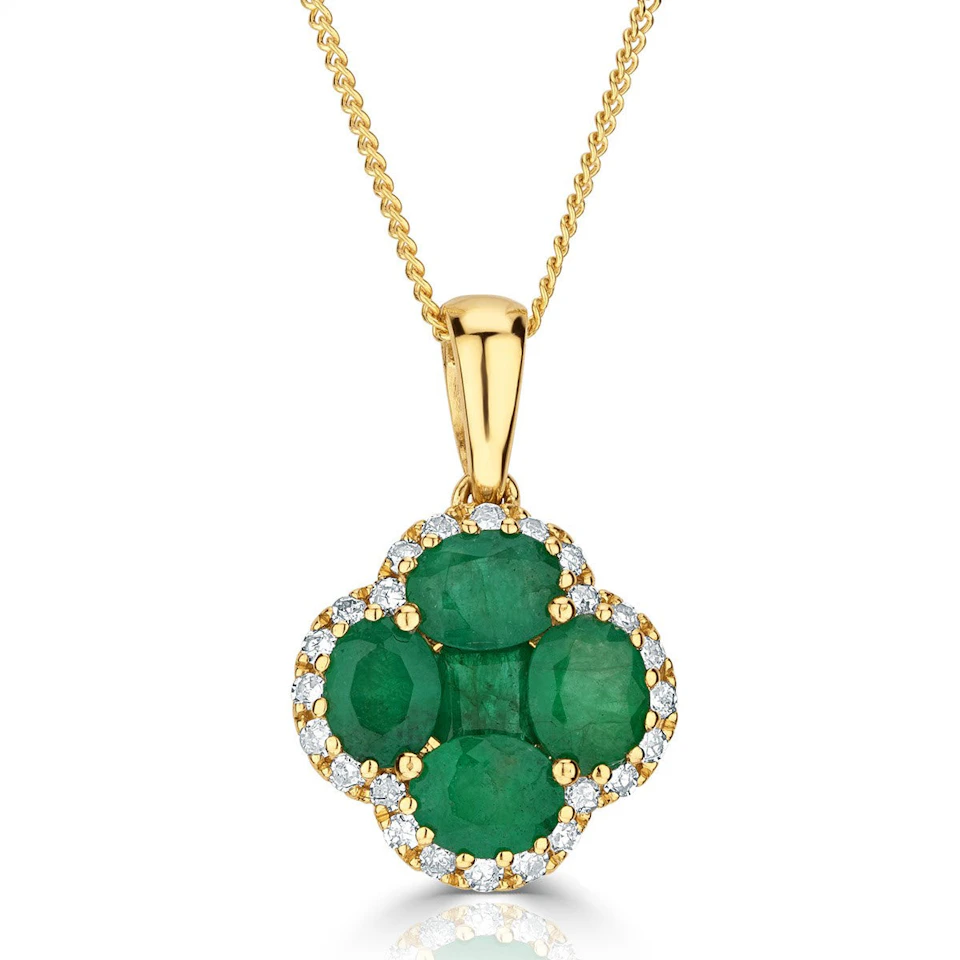 Emerald 1.04ct and Diamond 18K Yellow Gold Alegria Pendant