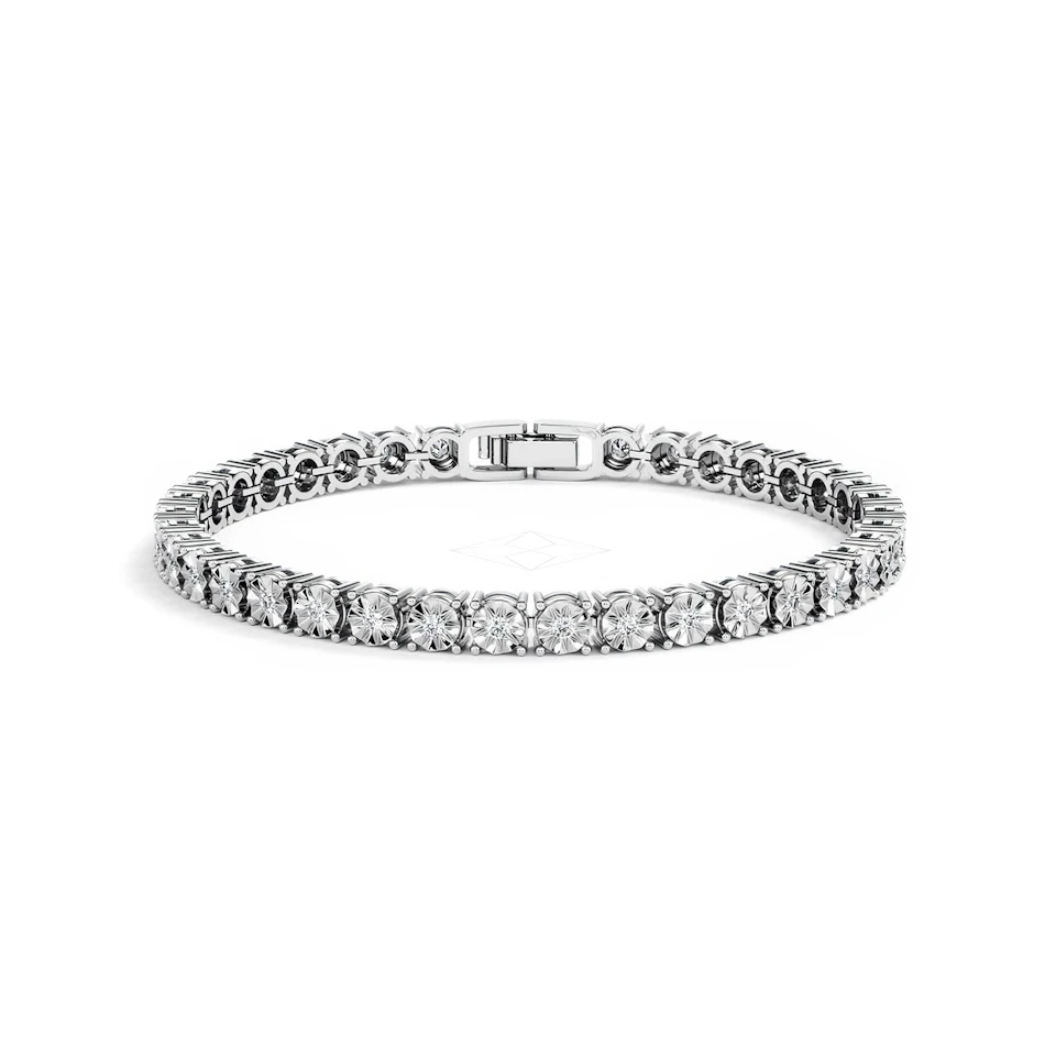 Mens Lab Diamond 1.00ct Tennis Bracelet in 925 Silver