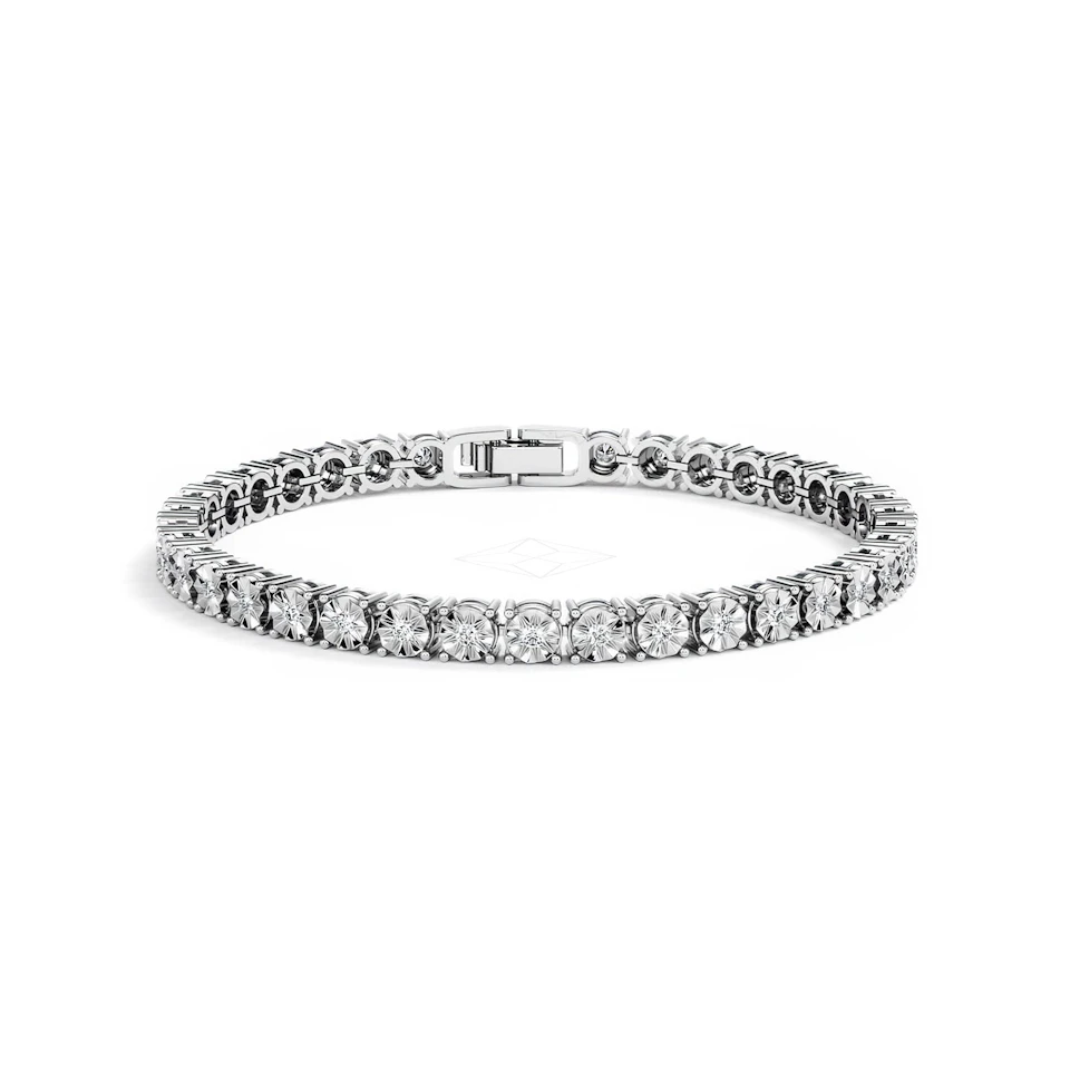 Mens Lab Diamond 1.00ct Tennis Bracelet in 925 Silver
