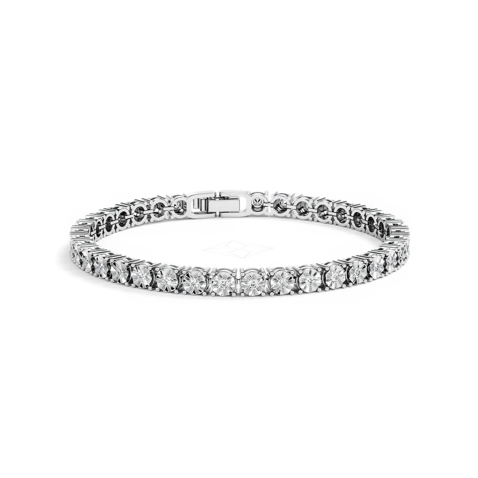 Mens Lab Diamond 1.00ct Tennis Bracelet in 925 Silver