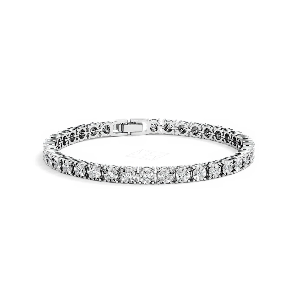 Mens Lab Diamond 1.00ct Tennis Bracelet in 925 Silver