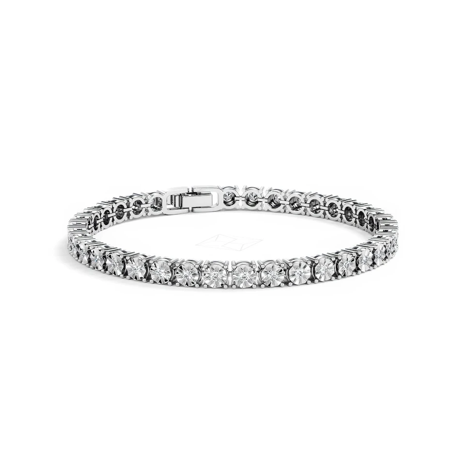Mens Lab Diamond 1.00ct Tennis Bracelet in 925 Silver