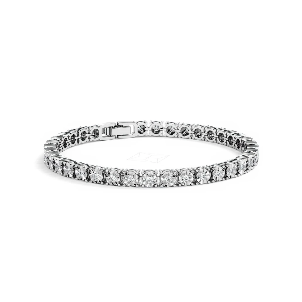 Mens Lab Diamond 1.00ct Tennis Bracelet in 925 Silver