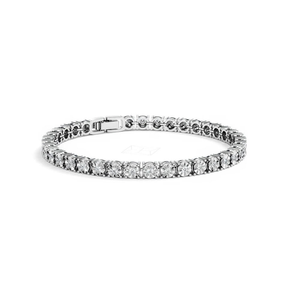 Mens Lab Diamond 1.00ct Tennis Bracelet in 925 Silver