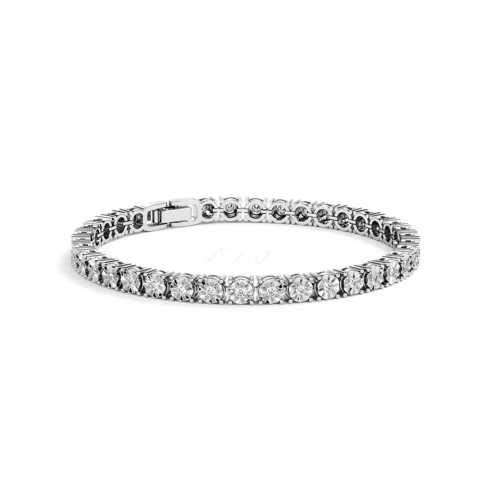 Mens Lab Diamond 1.00ct Tennis Bracelet in 925 Silver