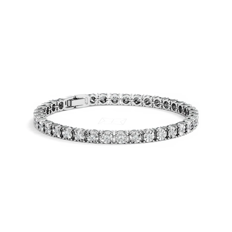 Mens Lab Diamond 1.00ct Tennis Bracelet in 925 Silver