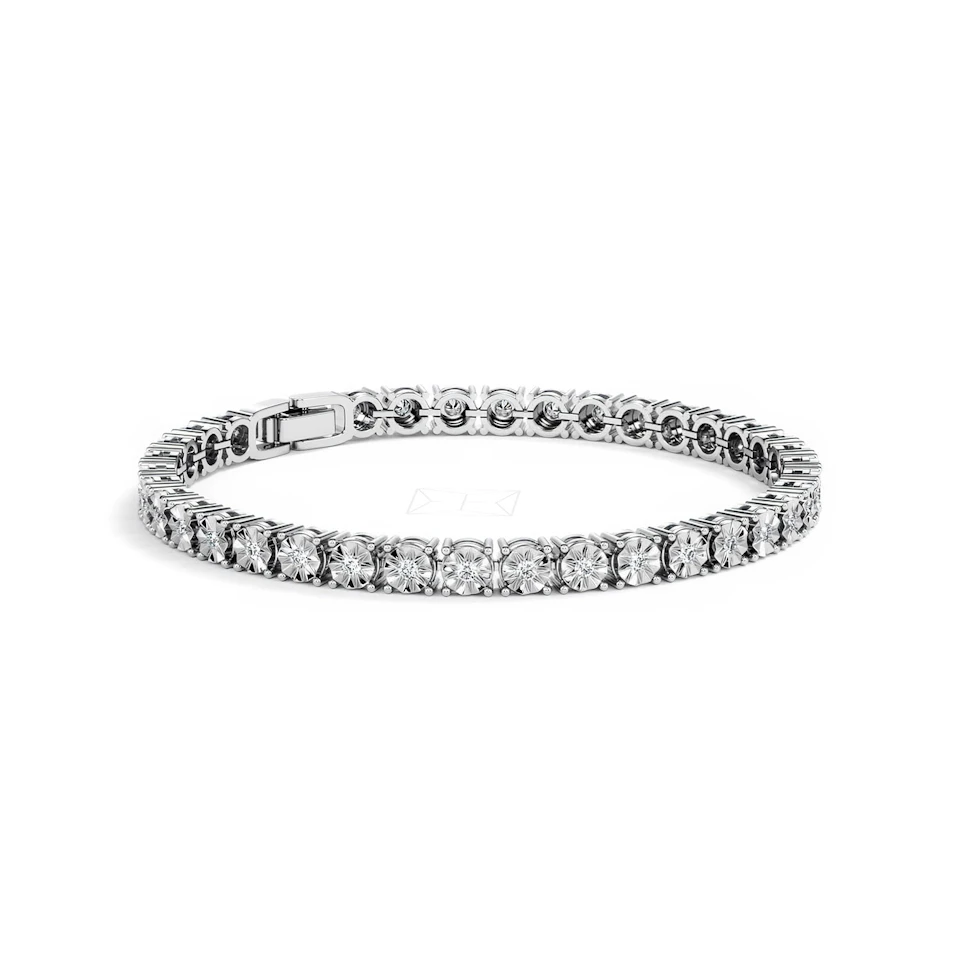 Mens Lab Diamond 1.00ct Tennis Bracelet in 925 Silver