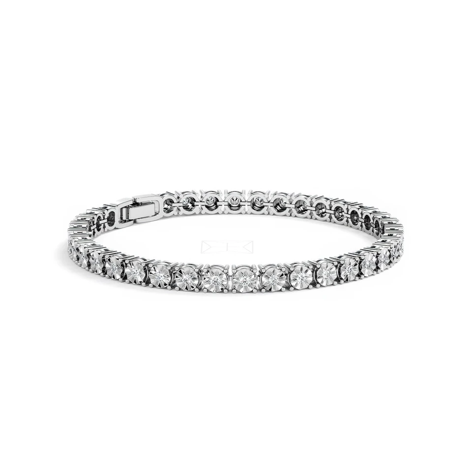 Mens Lab Diamond 1.00ct Tennis Bracelet in 925 Silver