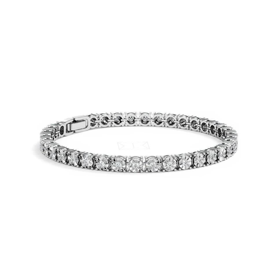 Mens Lab Diamond 1.00ct Tennis Bracelet in 925 Silver