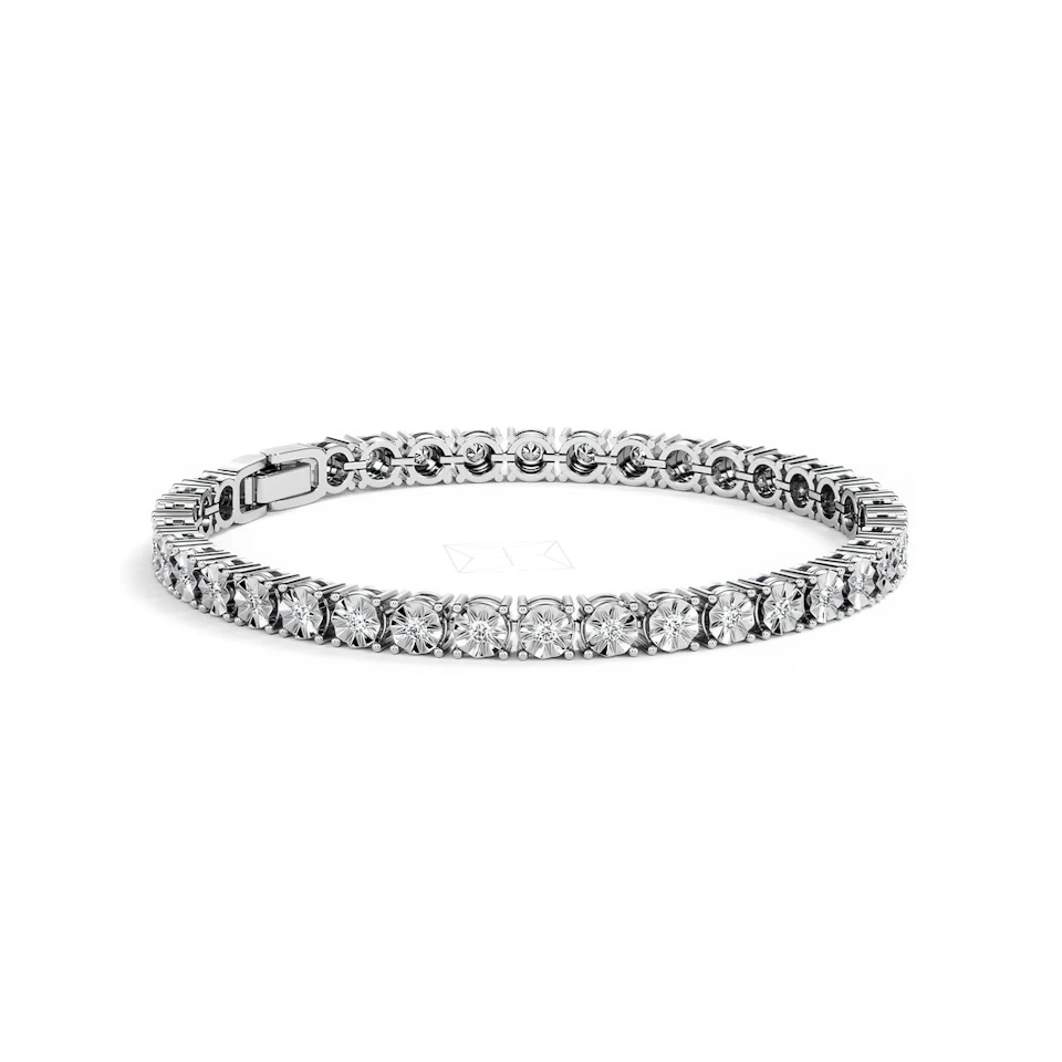 Mens Lab Diamond 1.00ct Tennis Bracelet in 925 Silver
