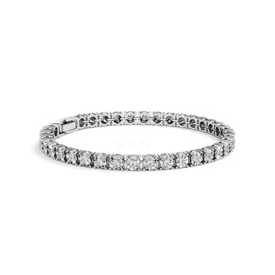 Mens Lab Diamond 1.00ct Tennis Bracelet in 925 Silver