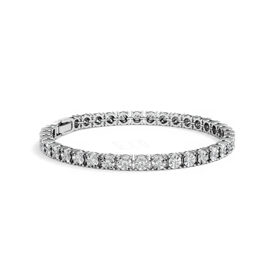 Mens Lab Diamond 1.00ct Tennis Bracelet in 925 Silver