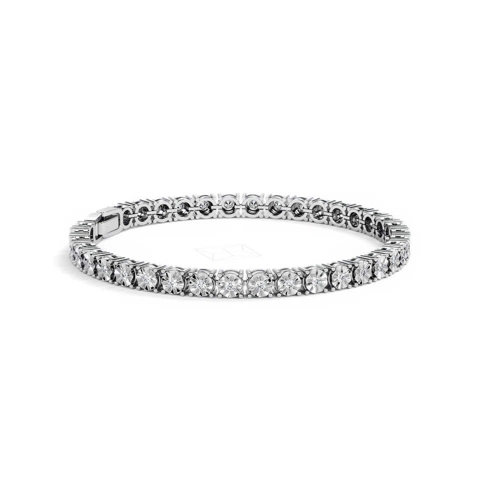 Mens Lab Diamond 1.00ct Tennis Bracelet in 925 Silver