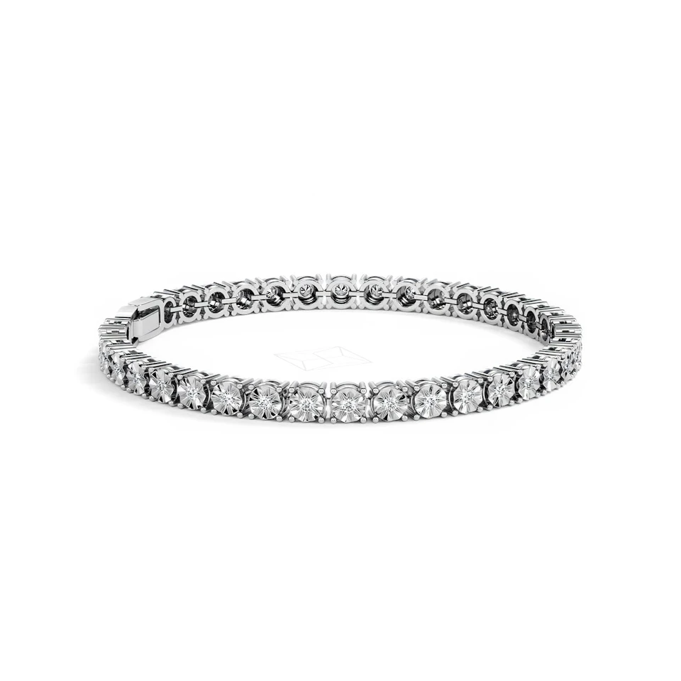 Mens Lab Diamond 1.00ct Tennis Bracelet in 925 Silver