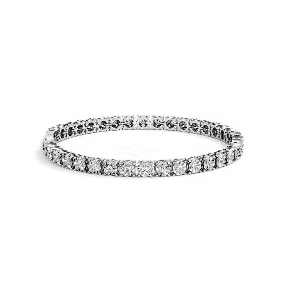Mens Lab Diamond 1.00ct Tennis Bracelet in 925 Silver