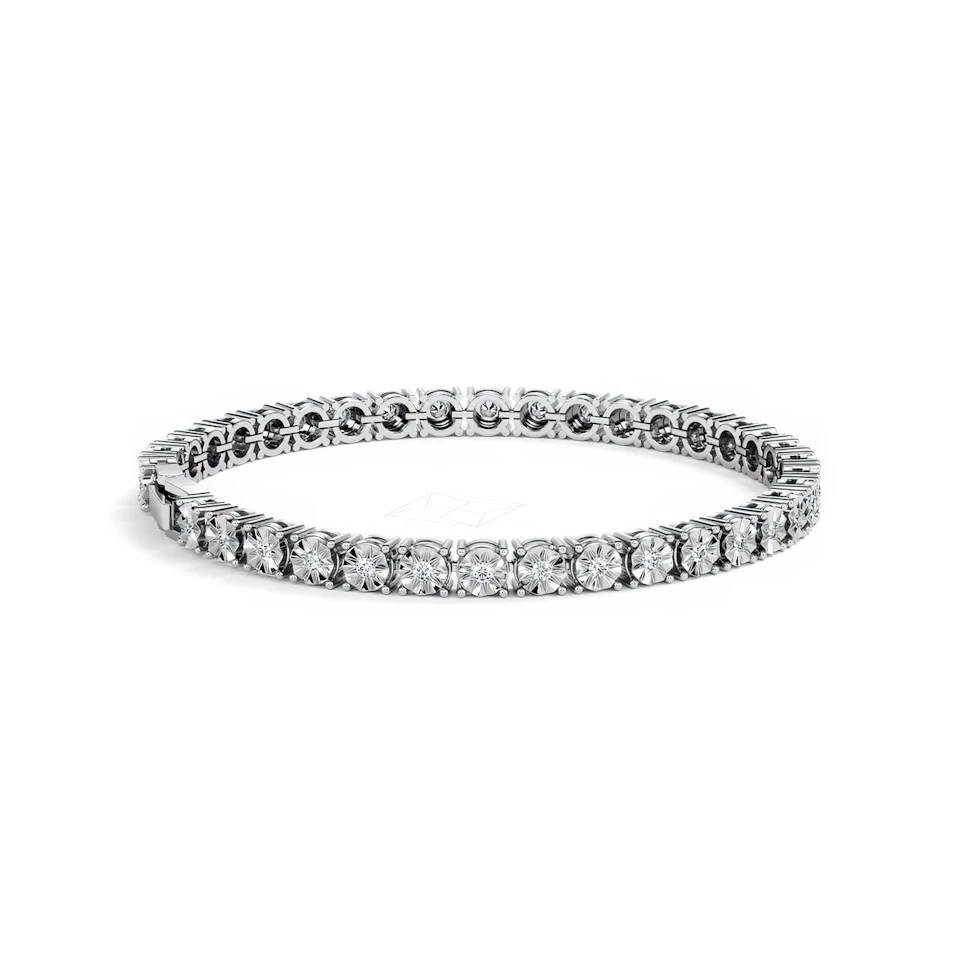 Mens Lab Diamond 1.00ct Tennis Bracelet in 925 Silver