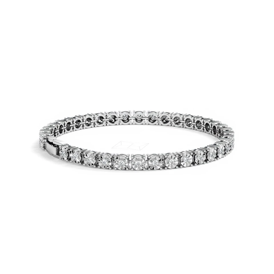 Mens Lab Diamond 1.00ct Tennis Bracelet in 925 Silver
