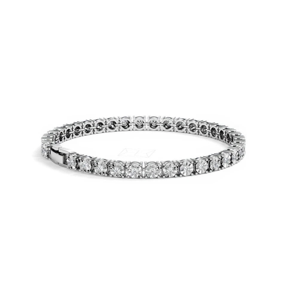 Mens Lab Diamond 1.00ct Tennis Bracelet in 925 Silver