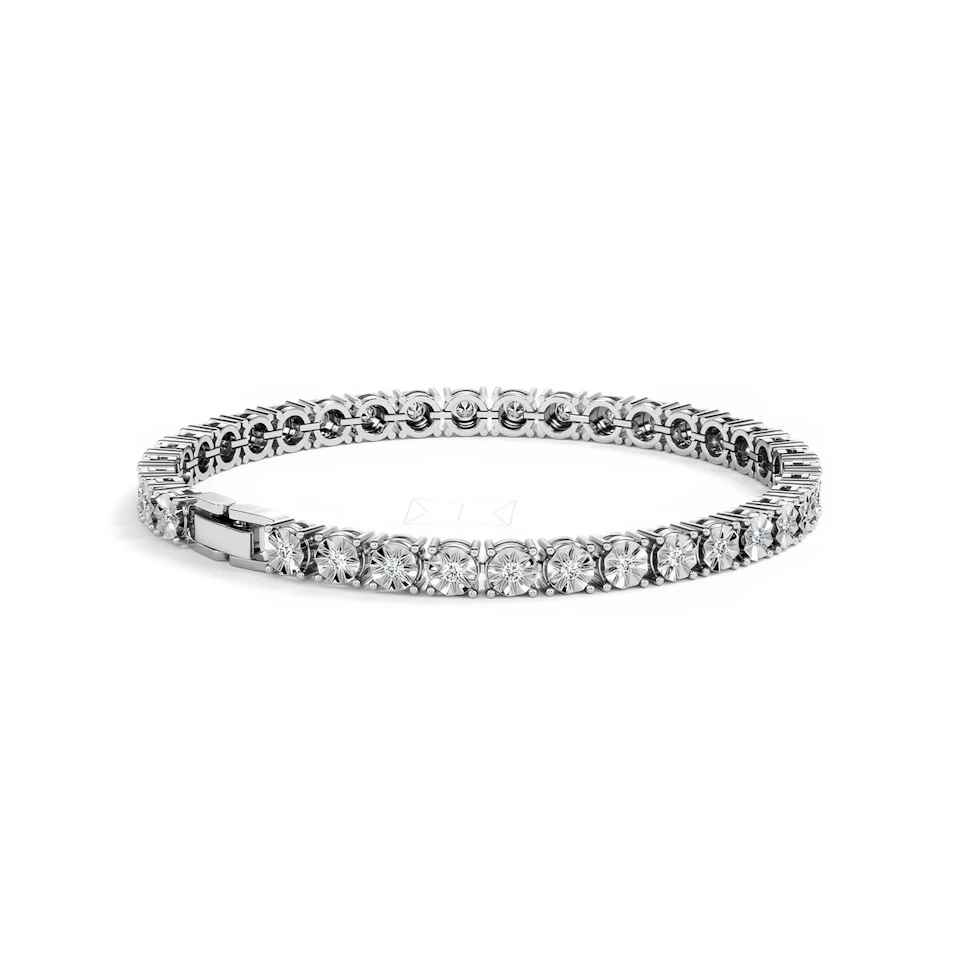 Mens Lab Diamond 1.00ct Tennis Bracelet in 925 Silver