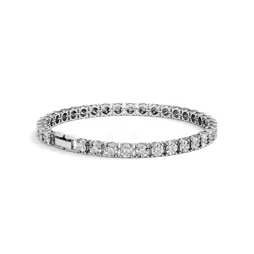 Mens Lab Diamond 1.00ct Tennis Bracelet in 925 Silver