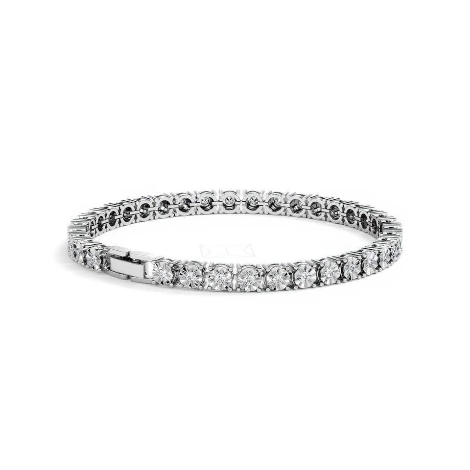 Mens Lab Diamond 1.00ct Tennis Bracelet in 925 Silver