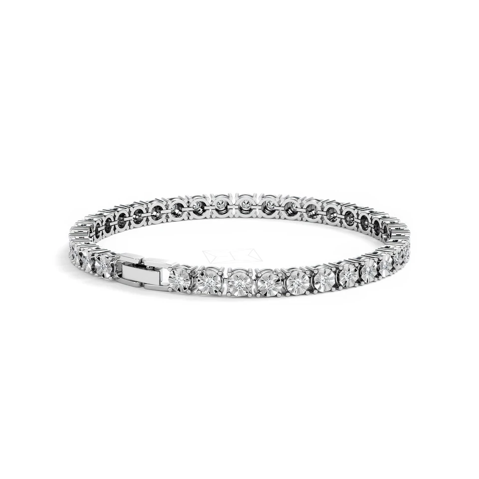 Mens Lab Diamond 1.00ct Tennis Bracelet in 925 Silver
