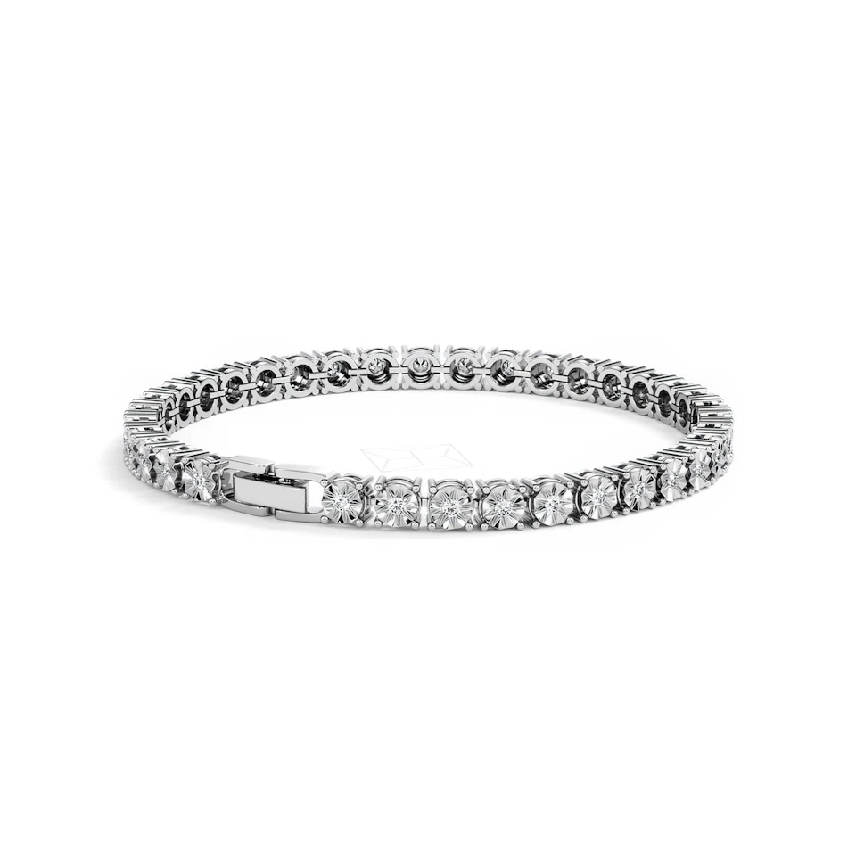 Mens Lab Diamond 1.00ct Tennis Bracelet in 925 Silver