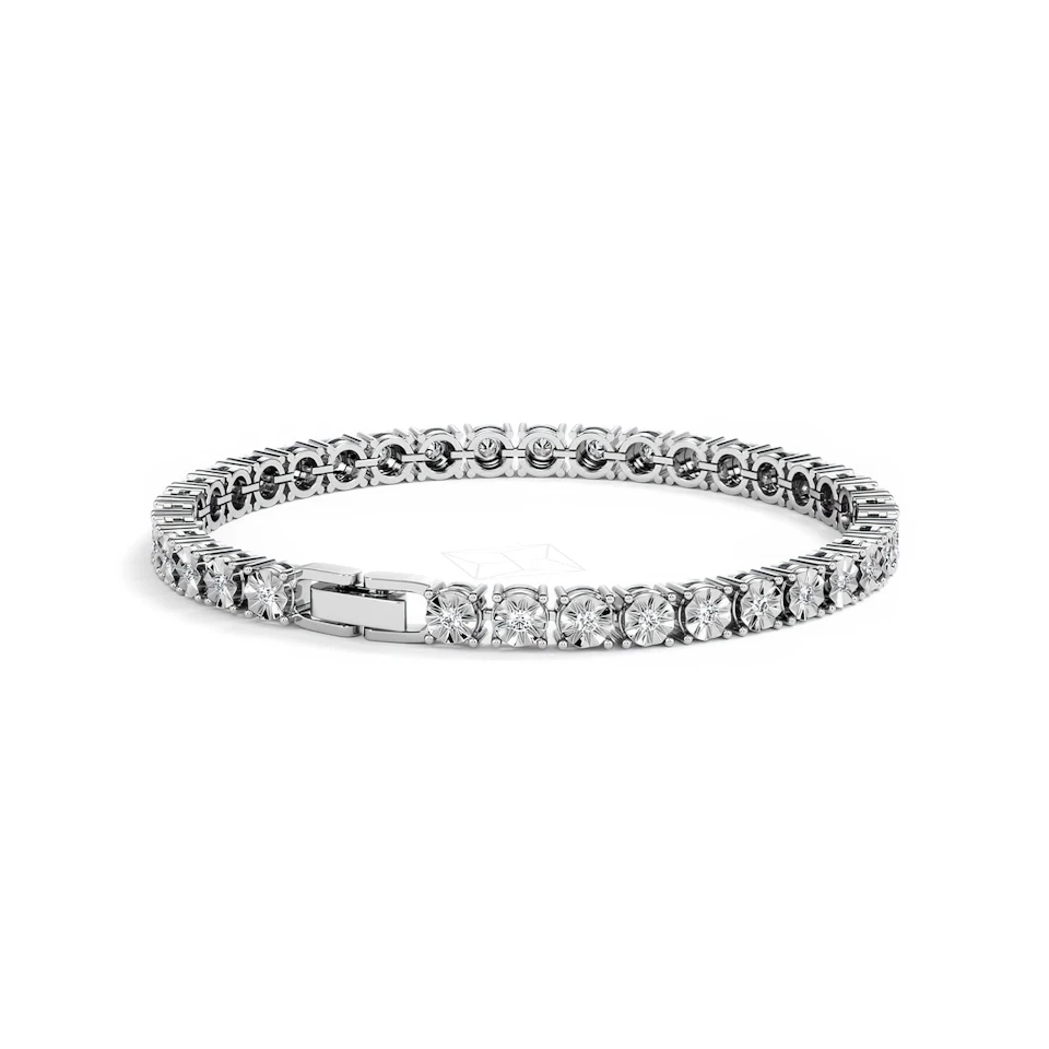 Mens Lab Diamond 1.00ct Tennis Bracelet in 925 Silver