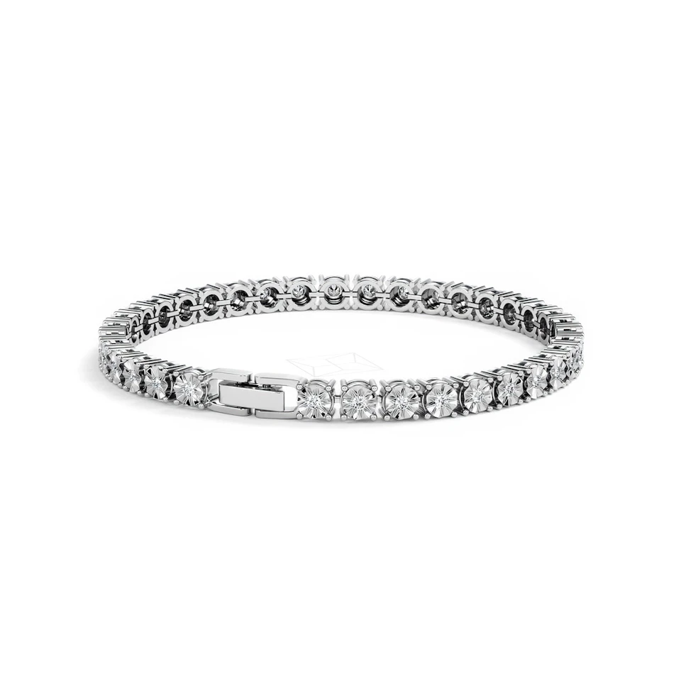 Mens Lab Diamond 1.00ct Tennis Bracelet in 925 Silver